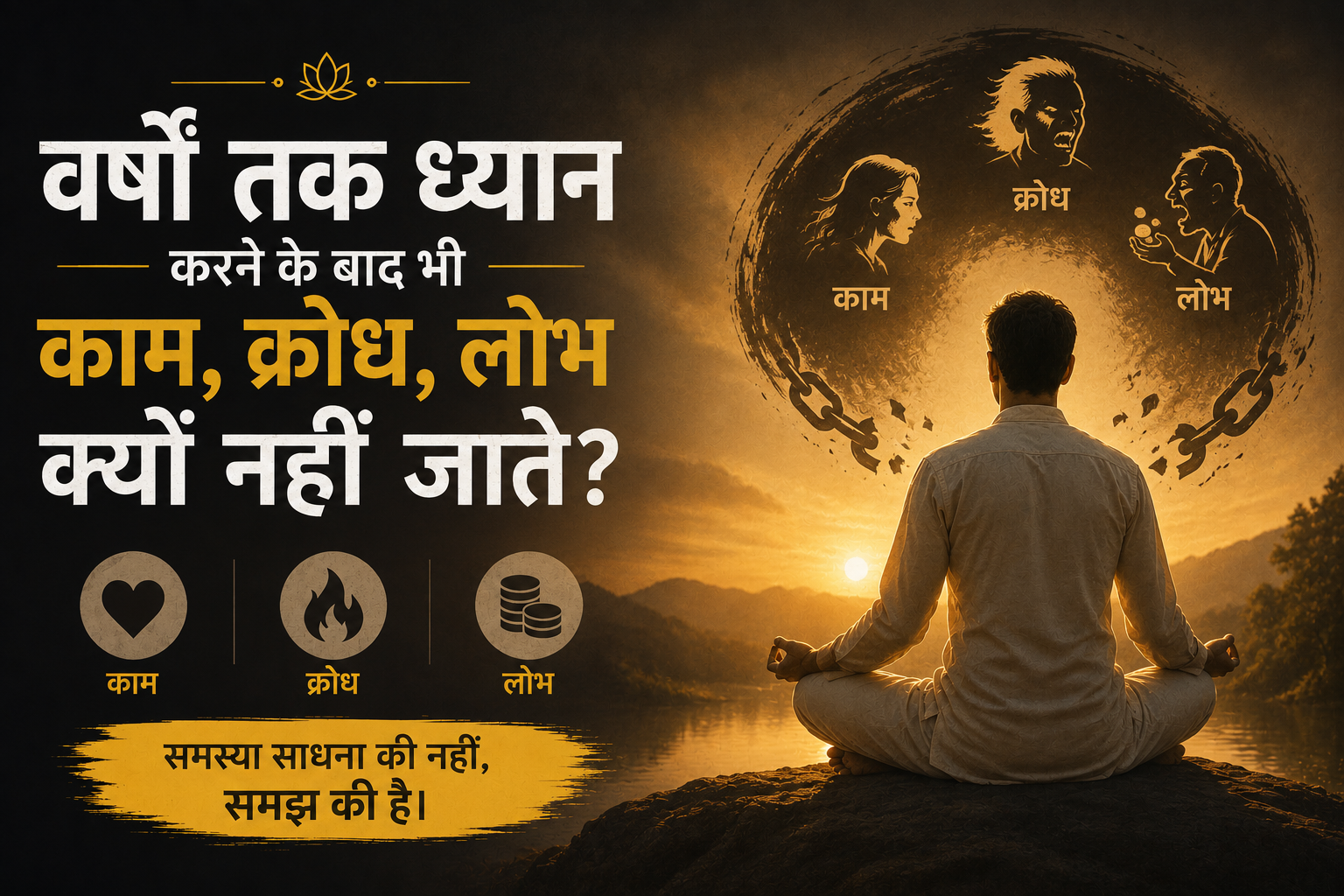 वर्षों तक ध्यान करने के बाद भी काम, क्रोध, लोभ क्यों नहीं जाते?